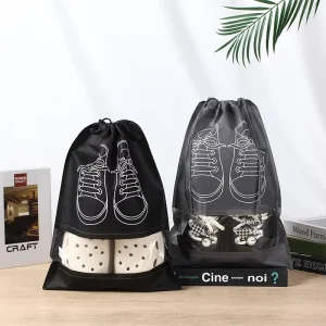 100pcs Durable Dust Proof Waterproof Drawstring Bag for Clothes Travel Packaging with Custom Logo P/EVA Material