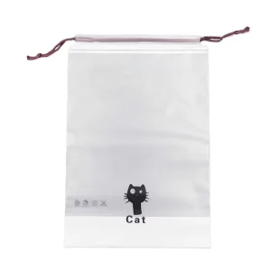 10pcs Frosted PE Drawstring Bag Cartoon Bear Drawstring Travel Shoe Bag Washcloth Towel Storage Plastic