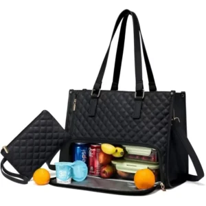 2-in-1 Handbag and Lunch Bag Women’s Crossbody Thermal Insulation PU Zipper Closure Large Capacity Computer Bag