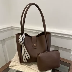 2 in 1 High Quality Shoulder Bag for Women Trendy PU Leather Women’s Bag Retro Minimalist Women’s Bag with Wallet