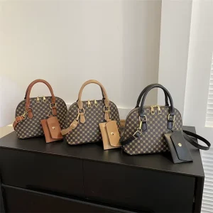 2-piece Women Side Bag for Shoulders Single Strap Shoulder Bag Vintage Printed Shell Bag Zip Trendy Designer Bag