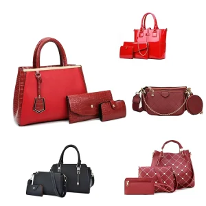 3 Pcs Pink Women Handbags Sets Large Capacity Class Woman Handbag Chain Shoulder Bag Clutch Purse Handbags for Girls