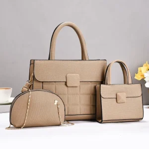 3 Pieces in 1 Set Top Handle Totes Bags Office Ladies Handbags Large Capacity Big Size Purses