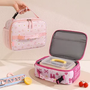 300D PEVA Kids Lunch Box Insulated Soft Bag Insulated School 300D Oxford Shoulder Cooler Bags for Lunch Bag