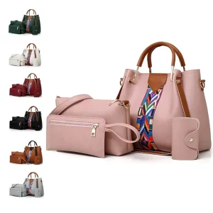 4 in 1 Luxury Handbags for Women Pu Leather Handbag Tote Purses Set New Design Ladies Crossbody Handbags Set