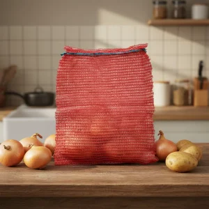 50*80cm HDPE Recyclable Mesh Bag with Drawstring for Vegetable Agriculture