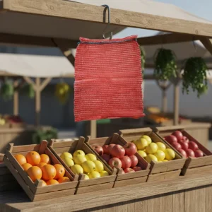 50*80cm HDPE Recyclable Mesh Bag with Drawstring for Vegetable Customizable
