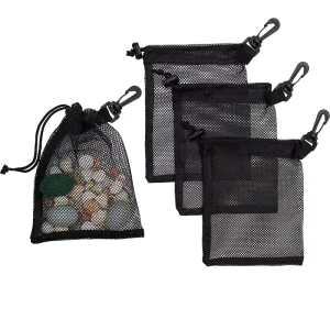 6×8 Inch Mesh Drawstring Shells Bags With Clip Beach Swimsuit Storage Bags