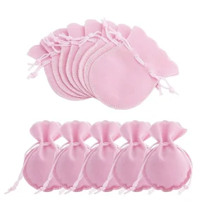 9*7cm Pink Velvet Fabric Jewelry Drawstring Packing Bag for Treasure Storage and Display