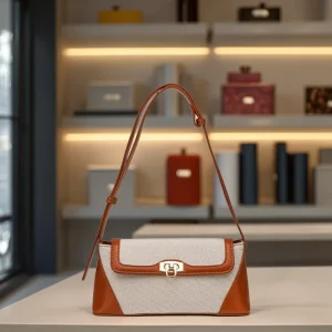 A 28 New Autumn Retro Shoulder Crossbody Bag Single Strap Zip Closure PU Casual French Niche Underarm Women’s Bag