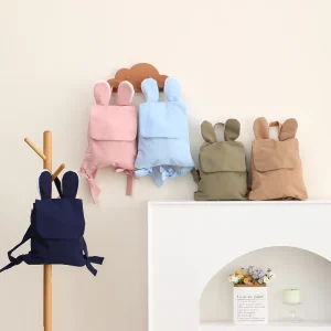 Adorable Bunny Ear Toddler Backpack Crinkle Fabric Drawstring Closure Kids Backpack