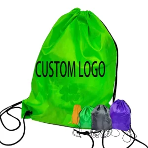 Advertising Promotion OEM Recycled Polyester Drawstring Bag with Custom Color Logo Leather Wrapped Finish Portable Design