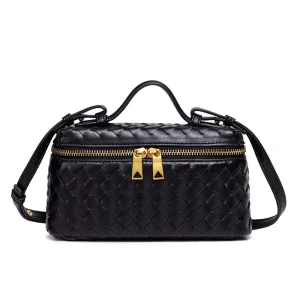 All Seasons Fashionable PU Cute Square Handmade Woven Single Zipper Portable 2L Mini Crossbody Shoulder Women Bag