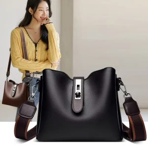 All-match Retro Shoulder Bag Large Capacity Multi-layer Storage Crossbody Fashionable Elegant Two Straps Polyester