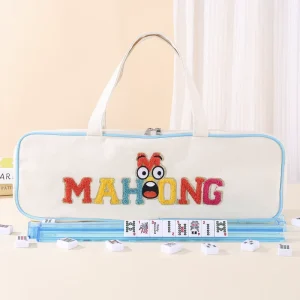 American Mahjong Storage Bag Canvas Large Capacity Portable Multi Function Cartoon Cosmetic Bag