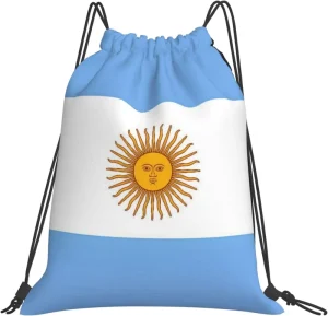 Argentina Flag Drawstring Patriotic String Backpack for Soccer Football Fan