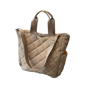 Autumn Winter Cotton Padded Zipper Tote Bag Commuter All Match Large Capacity Simple Lightweight Quilted Single Shoulder