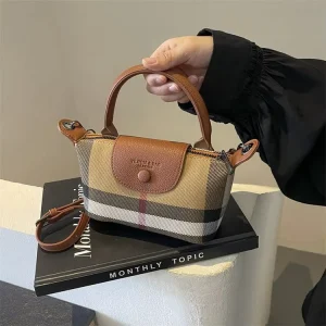 Autumn Winter Women’s PU Flap Shoulder Crossbody Dumpling Bag Simple Korean Style Mini Polyester Handbag