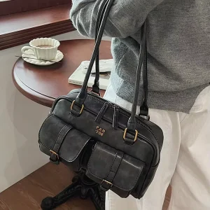Autumn and Winter Senior Sense Retro Large Capacity Bag Women New Style Bowling Single Shoulder Underarm Tote