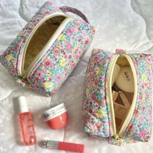 Baby Cute Custom Quilted Floral Design Beauty Makeup Cosmetic Pouch Bag