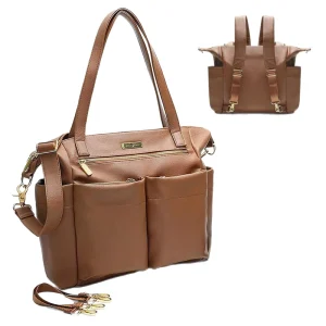 Baby Diaper Bag Handbag Leather Backpack 11 Pockets Diaper Changing Pad Stroller Shoulder Strap 4 Insulated Organizer