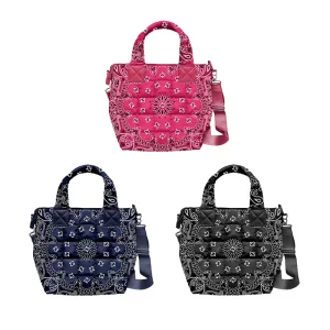 Bandana Printing Soft Puffer Nylon Large Capacity Solid Color Tote Set Bag Adjustable Strap Popular Crossbody Shoulder Bag All