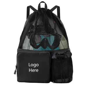 Beach Swimming Mesh Backpack Bag Travel Gym Sports Drawstring Backpack with Customized Logo