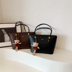 Bear Pendant Decoration Women’s Shoulder Bag Large Capacity Crossbody Bags Brown Messenger Bag Handbag for Women