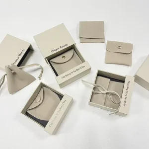 Beige Cardboard Paper Drawer Bracelet Box and Pouch Pendant Necklace Ring Bag Drawer Gift Jewelry Box Jewelry Packaging Box
