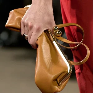 Big Brand Show Same Kiss Lock Clamp New Long PU Spring Underarm Shoulder Bag Single Strap Polyester Lining Women’s
