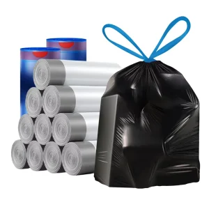 Black Drawstring Plastic Waste Bag Trash Kitchen Bucket Bag Thickening Leakproof Garbage Bag