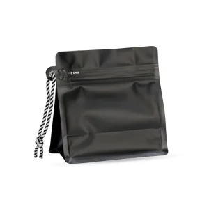 Black Flat Bottom Pouch with Pulled Zipper Food Grade Plastic Packaging Bags Drawstring Tea 80 150 250g Cafe 113~454g