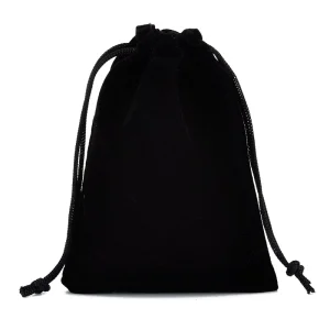 Black Flocked Fabric Pouch With Drawstring Jewelry Gift Storage Bag Velvet Pouch Flannel Drawstring Pocket
