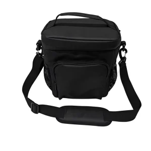 Black Insulated Lunch Bag Cooler Tote Waterproof Thermal Food Bag with Attachment Straps for Golf Picnic Travel
