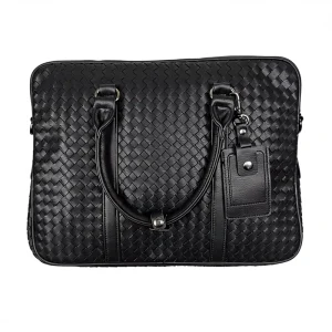 Black PU Fashion Zipper Closure Large Capacity Tote Bag Handbag for Outdoor & School Use