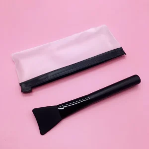 Black Single Silicone Facial Mask Brush Skincare Beauty Tool Mask Spatula With Portable EVA Bag