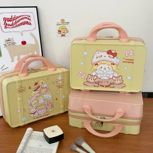 BoTu Cartoon 14inch Cosmetic Case Bags for Woman Cute Travel Large Capacity Suitcase Storage Bag Portable Makeup Bag