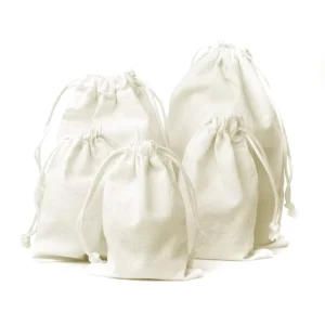 Bolsa De Cuerda Double String Cotton Drawstring Bag White Beige Black Cotton Natural Cotton Canvas Drawstring Bag