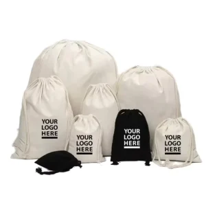 Bolsa De Cuerda Double String Cotton Drawstring White Beige Black Cotton Natural Cotton Canvas Drawstring Bag