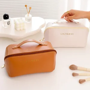 Bolsas Custom PU Leather Makeup Bag Pouch Skincare Cosmetic Travel Toiletry Bag with Partition Storage Waterproof Make up Bag