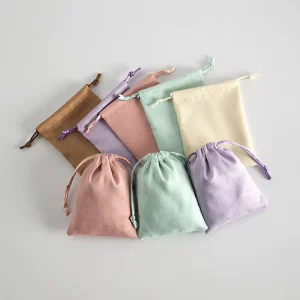 Bulk Velvet Drawstring Pouches 9x12cm Flannel Gift Bags Candy Treat Bag Colorful for Bridal Shower Party Jewelry Ring Packaging