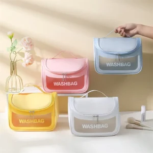 Candy Color Waterproof Portable PVC Travel Wash Bag Makeup Cosmetic Clear Toiletry Bag with Zipper Handle