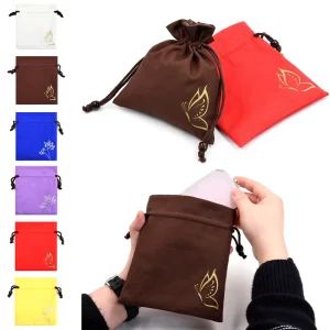 Canvas Jewelry Pouch with Custom Logo Drawstring Wedding Gift Bags for Displaying Fine Jewelry