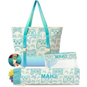 Canvas Modern Mahjong Storage Bag 3 Piece Set Portable Large Capacity Cosmetic Pouch Travel Toiletry Organizer Durable Water