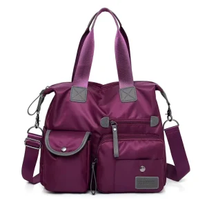 Capacity Nylon Ladies Shoulder Tote Bag Zip Closure Chains Decoration Waterproof Portable Travel Mommy Fashion Handbag