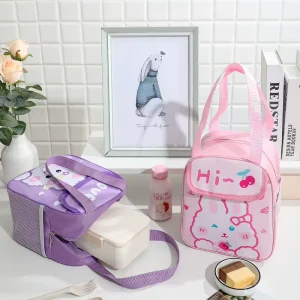 Cartoon Cute Oxford Material Insulated Lunch Bag for Office Workers and Children Portable Meal Container
