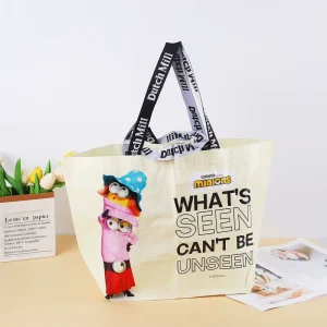 Cartoon Laminated PP Woven Carry Bag Collapsible Everyday Utility Tote For Fan Retail Distribution