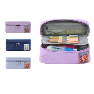 Cartoon Student Stationery Storage Bag Custom Pencil Case Cute Solid Color Cosmetic Fashion Stereo Pencil Box Hand Account Bag