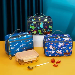 Cartoon Themed Portable Waterproof Food Storage Ice Cooler Bag Big Capacity Insulated Thermos Bento Lunch Bag for Kids Children