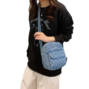 Casual Denim Crossbody Small Bag Women’s Simple All Match Shoulder Artistic Harajuku Coin Phone Single Polyester
